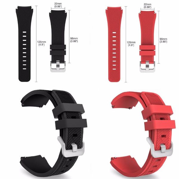 

watch bands arrived 18 colors rubber wrist strap for samsung gear s3 frontier silicone band classic bracelet 22mm size, Black;brown
