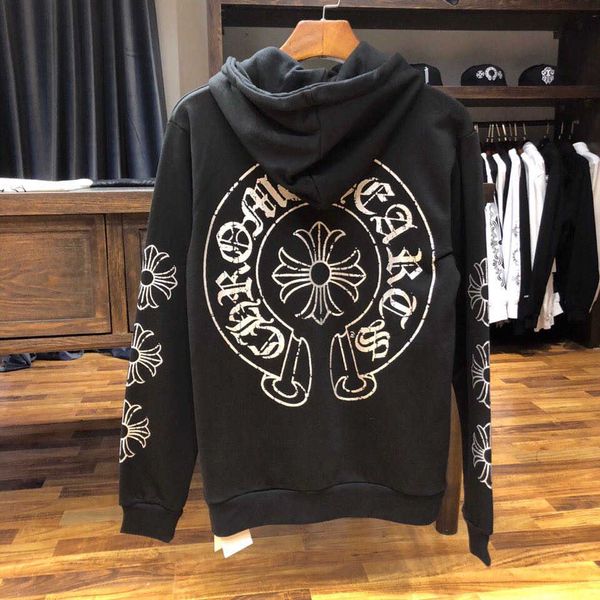 

2019 winter tide brand new cardigan hooded sweater crosin cross sanskrit print unisex, White