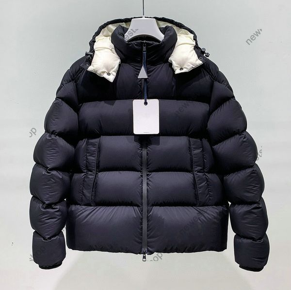 

designer brand mens white goose down parkas jacket winter warm outwear hooded letter print thick coat reflection clothing quality, Black