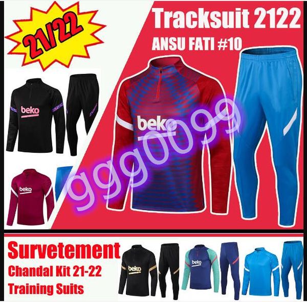 

2021 2022 ansu fati tracksuits memphis pedri training suit soccer jacket survetement 21/22 maillot de foot long sleeve griezmann f. jong foo, Black