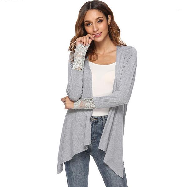 

2020 women cardigan jacket autumn open front solid irregular hem cardigan casual fahion long sleeve plus size1, White