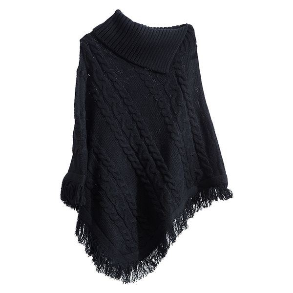 

cape men's shawl high neck sweater jacket short bat sleeve autumn winter lapel loose youth versatile trend, White;black
