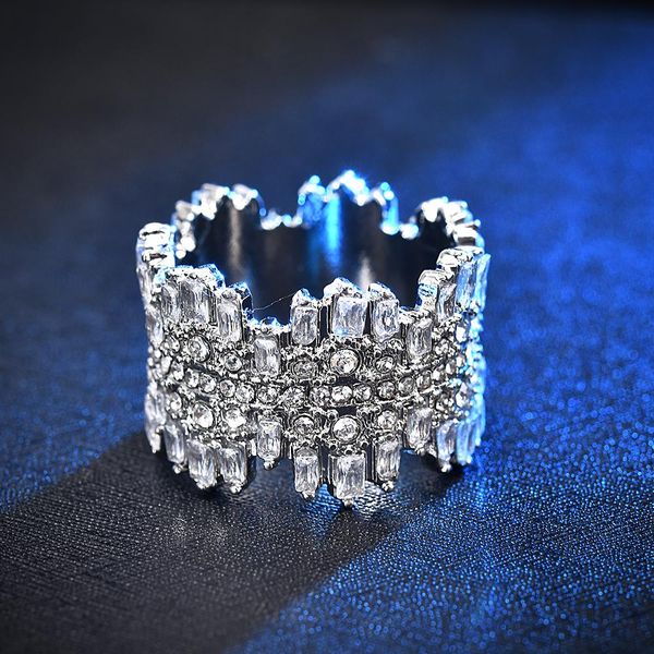 

новый модный кристалл помолвка горячие продажи кольца для женщин aaa белый циркон кубические элегантные кольца женские свадебные украшения j, Silver