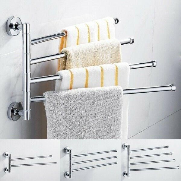 

hooks & rails towel bar stainless steel rotating bathroom rack kitchen wall-mounted accessory polished hardware holder1