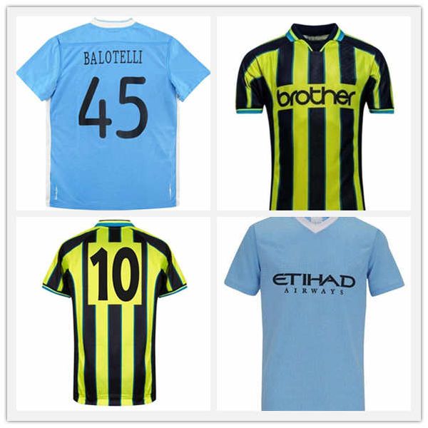 

2011 2012 tevez kun aguero silva retro soccer jersey 11 12 toure yaya zabaleta dzeko balotelli vintage classic football shirt 1998 99, Black;yellow