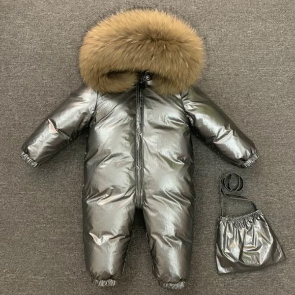 

children winter -30c thicken down jacket girl outside warm clothing boy winter jacket for russian toddler outerwear romper coats lj201128, Blue;gray