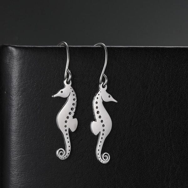 

dangle & chandelier sipuris whale seahorse penguin stainless steel earrings for women fashion cute animal jewelry 2021, Silver