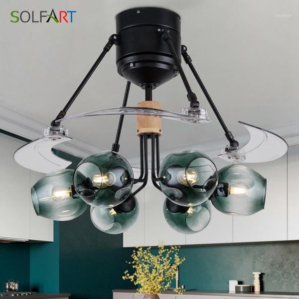 

electric fans glass ceiling fan room lamp light remote control ventilador simple style restaurant living room1