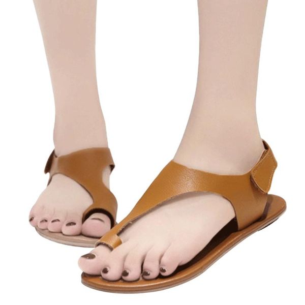 

lightweight artificial pu thread gluing solid casual summer walking daily beach cool home correct clip toe flat women sandals, Black