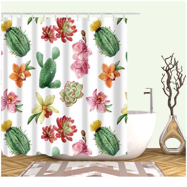 

tropical cactus shower curtain polyester fabric bath curtain for the bathroom decoration multi-size printed bathroom acc wmtojx