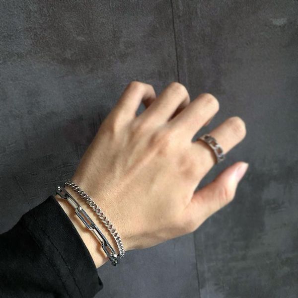 

bracelet men's stainless steel bracele femme stainless steel jewelry pulsera hombre for women men punk hip hop jewelry bracelet, Black