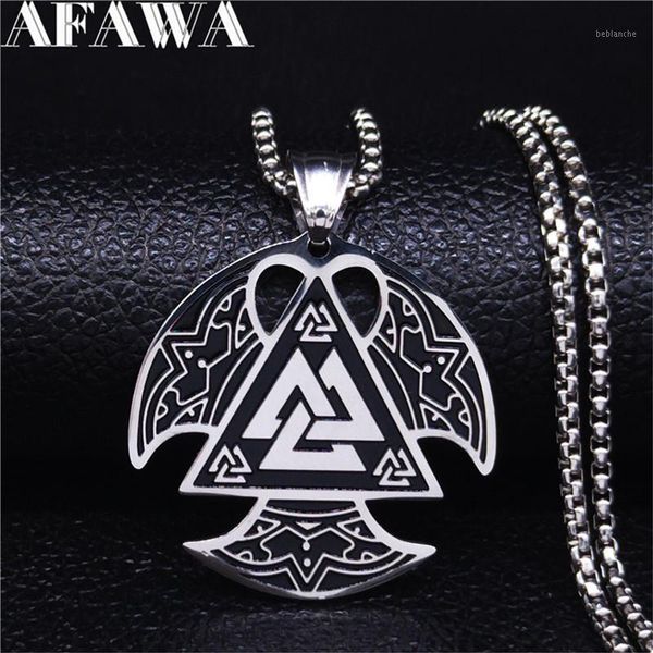 

pendant necklaces afawa nordic viking stainless steel ax necklace for men silver color big & pendants jewelry gargantilla n4022s021