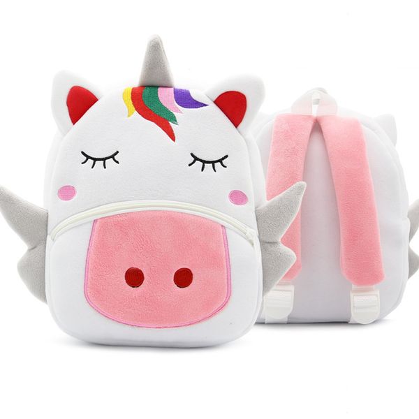 

cartoon rainbow unicorn kids school bags for girls soft plush kids bag kindergarten toddler children school backpack for boys c0202