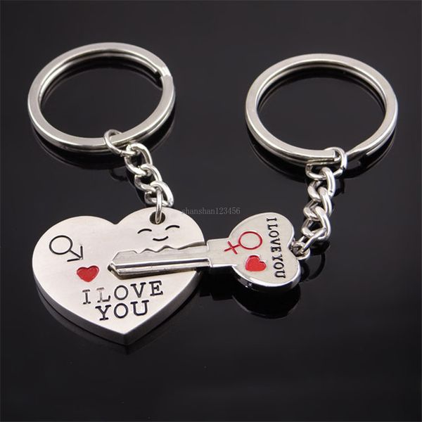 

heart keychain rings key couple chains fashion jewelry for women men gift will and sandy drop ship, Silver
