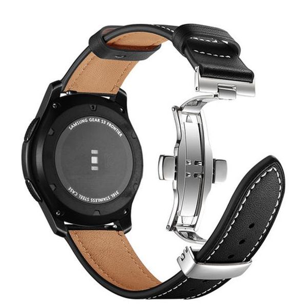 

италия кожаный ремешок для samsung galaxy watch 3 45 мм / 46 мм передач s3 пограничный ремень браслет huawei gt-2-2e-pro 46 мм 22 мм часы ba, Black;brown