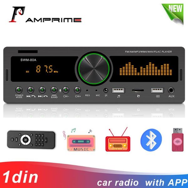 

amprime 1din in-tash автомобильные радиостанции стерео дистанционное управление цифровая bluetooth аудио музыкальный стерео 12v автомобильны