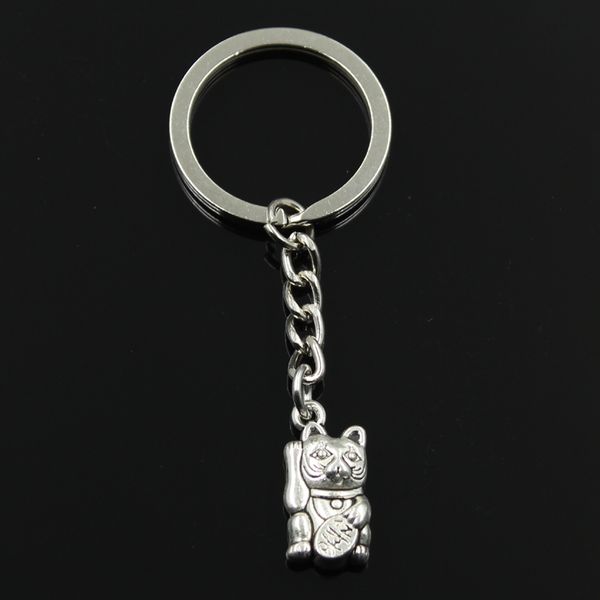 

fashion 30mm key ring metal key chain keychain jewelry antique bronze silver color plated lucky cat 23x11mm pendant