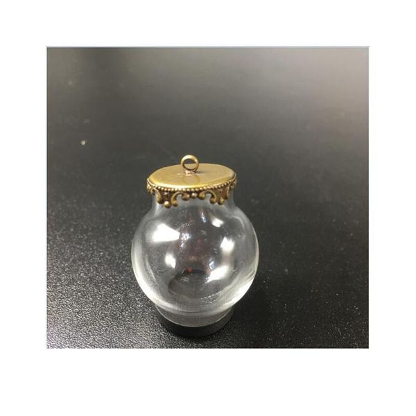 

100sets 25x15mm glass globe with silver/bronze/gold metal crown base tray jewelry necklace hollow glass orbs diy wishing sqcfki, Black
