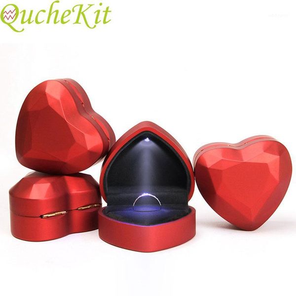 

gift wrap heart-shaped jewelry box with led light display holder wedding engagement rings necklace gift1