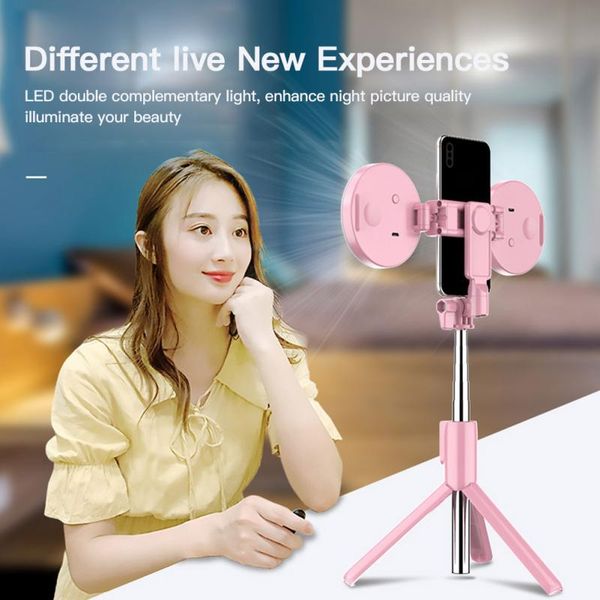 

smart ring bluetooth 4 in 1 wireless led light selfie stick phone stand non-slip extendable handheld monopod live tripod