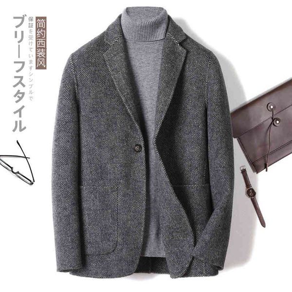 

Men's Wool & Blends Albaca Alpaca double-sided tweed suit short wool coat men autumn and winter Z8MD, Black