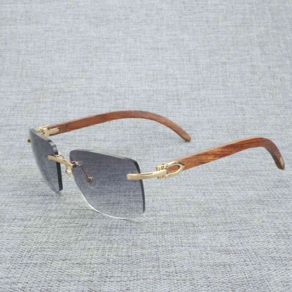 

2022 factory wholesale vintage white buffalo horn rimless square men wood sun retro wooden shades for summer club eyewear, White;black