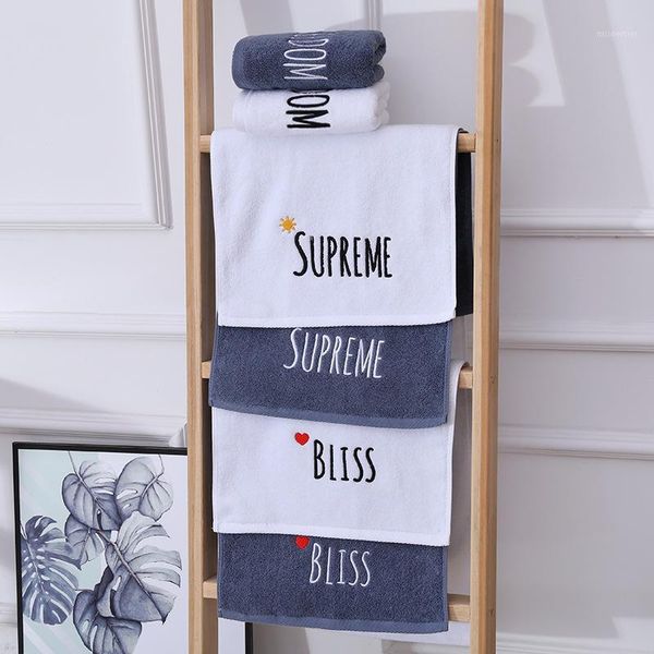 

35 * 75cm cotton embroidery with english letters face towel bath towel cotton soft absorbent1