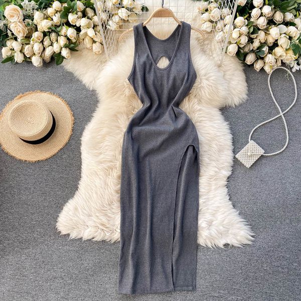 

2021 new singiny women no backs dressed in summer dress v-cleavage dresses fine stylish design high division qo4b, Black;gray