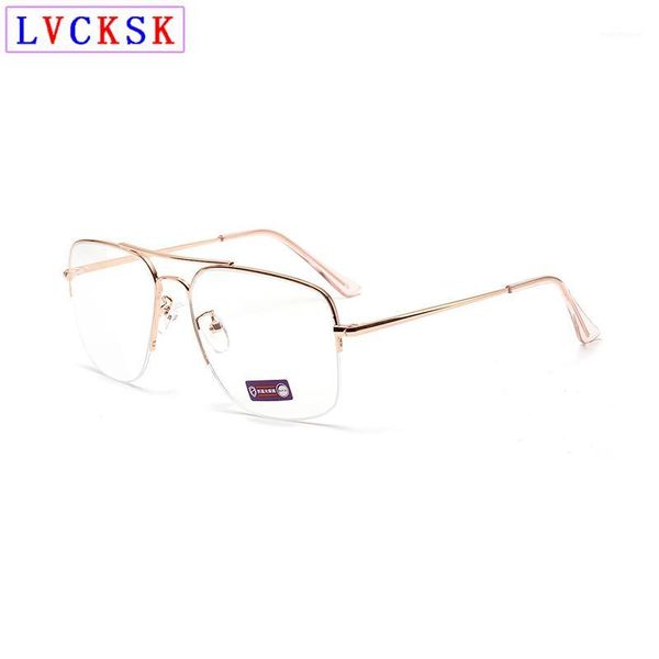 

fashion sunglasses frames metal large semi rim pilot glasses frame women men transparent eyeglasses myopia presbyopia 6color n51, Black