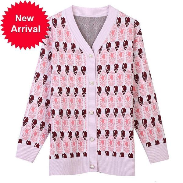 

new winter 2021 new products in europe women with long sleeves v-cleavage of the cartoon thick contrast loose cardigan sweater 6phf, White;black