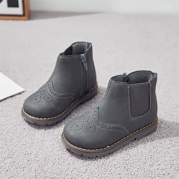 

new children shoes girls kids shoes boots chaussure fille sapato menina grey boot for autumn sandq baby hard toe&heel nonslip lj201201, Black;grey