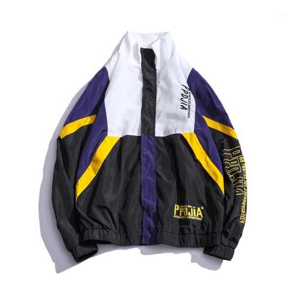 

couple college harajuku loose jacket color block streetwear hip hop 5xl sportswear korean style men erkek giyim men coat 50jk0321, Black;brown