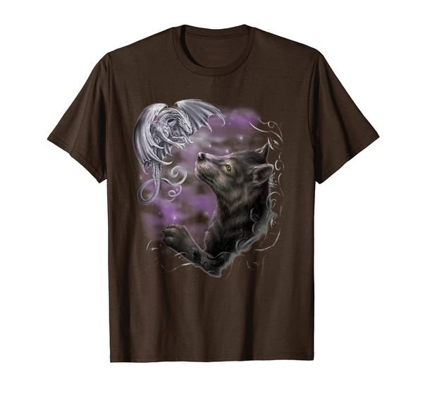 

black wolf and dragon lover gift, funny wolf love dragon, White;black