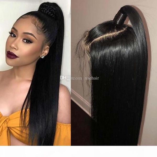 

full lace human hair wigs pre plucked with baby hair 150% density straight brazilian virgin human hair lace front wigs for women, Black;brown