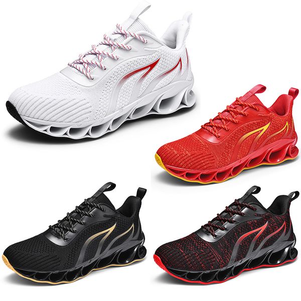 Billigere Nicht-Marken-Laufschuhe für Herren, Feuerrot, Schwarz, Gold, gezüchtet, Blade, modisch, lässig, Herren-Trainer, Outdoor-Sport-Turnschuhe