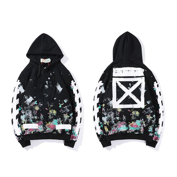 

splash ink starry sky firework print мужские толстовки x раздраженные капюшоны унисекс женщины с капюшоном повседневная harajuku pullovers s, Black