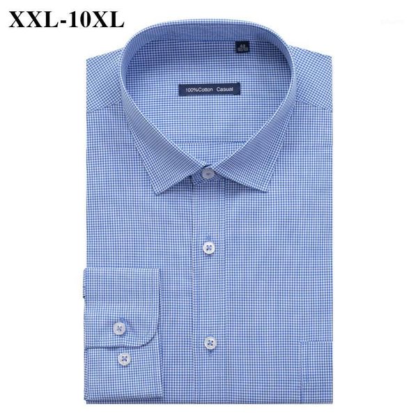

big size 5xl 6xl 7xl 8xl 9xl 10xl men's cotton fine plaid shirt business casual loose straight long sleeve brand shirts male1, White;black