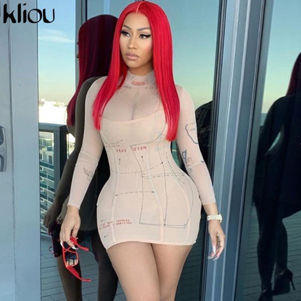 

letter printed see through mini dresses women fashion streetwear turtleneck party clubwear bodycon female outfits drop shipping, Black;gray