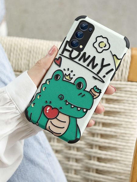 

1dwsmall shark opporeno 5pro mobile phone case 5g version fall proof 0pp0reon5 women's oppo silicone reno edge 5 frosted pro + cartoon