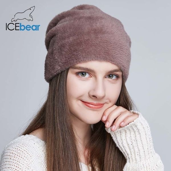 

icebear women hats for winter imitate wool thick caps for female solid colors new brand skulls beanies e-mx18119 y200102, Blue;gray