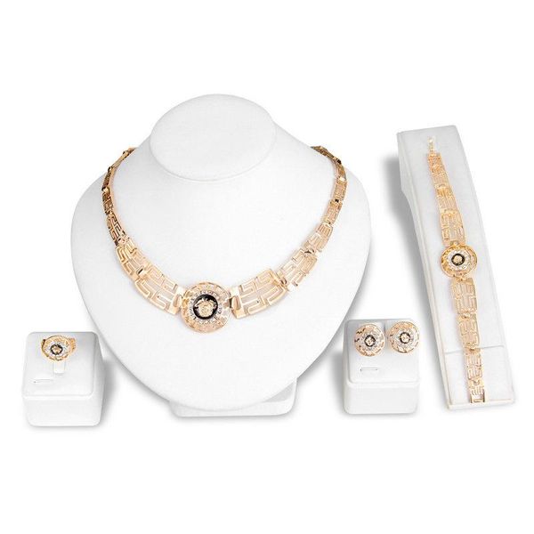 

exaggerated jewelry set fashion all-match ladies bridal jewelry four-piece suit, Silver
