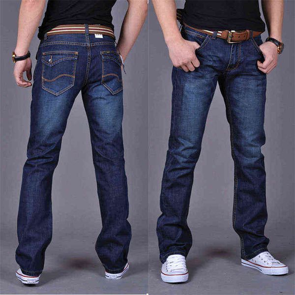 

2019 casual jeans men business straight jeans stretch denim pants trousers slim fit classic cowboys young man jeans, Blue