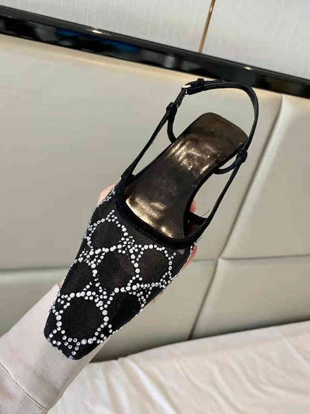 

slingback 2022 women's sandals pump aria shoes are presented in black mesh with crystals sparkling motif back buckle closure size