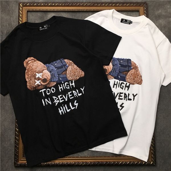 

short sleeve t-shirt male summer 2021 new comfortable round neck bottoming tshirt youth trend printing clothing zwxp, White;black