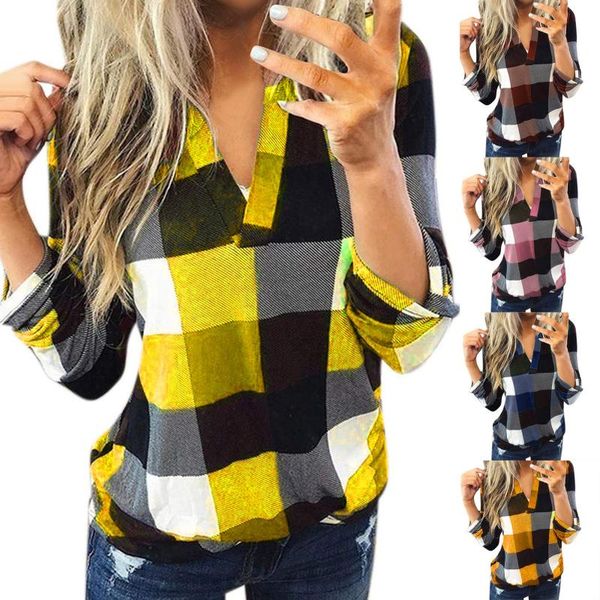 

women's blouses & shirts 40#fashion women casual cotton long sleeve plaid shirt lady slim skin-friendly blusas korean style, White