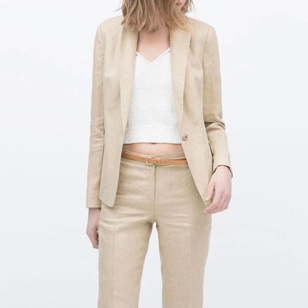 

khaki pant suits casual office uniform women business suits formal female work wear 2 piece set women trouser suit custom1, White