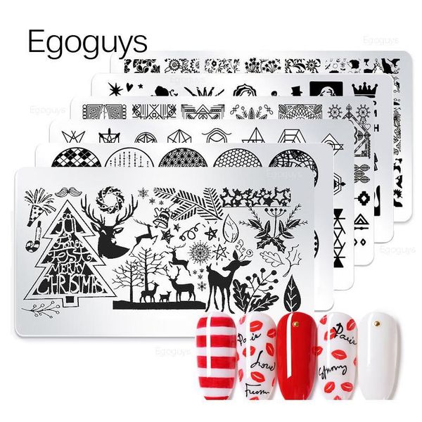 

christmas nail art printing stamping templates rectangle stainless steel snowflake pictures print plates geometric stamp jlleee