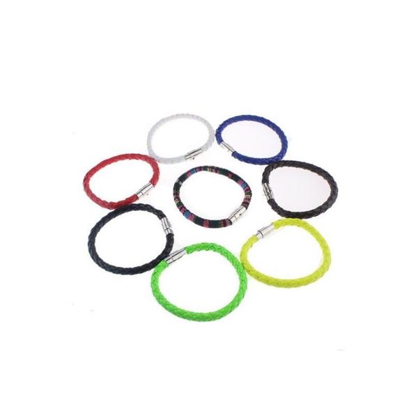 

fashion jewelry men black leather bracelet magnetic bracelets pulseras punk cord braide sqcoxv dh_seller2010, Golden;silver