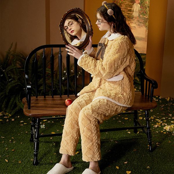 

spot autumn and winter pajamas women's thick quilted keep warm can be worn outside and cute tracksuit suits