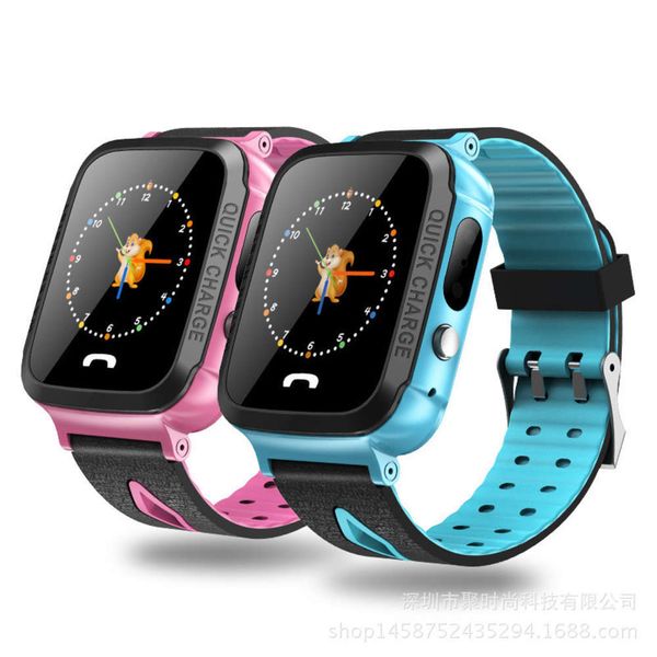 

watch positioning v5 children's telephone intelligent p waterproof card calling cartoon cute student watch mobile phonelwxf, Slivery;brown